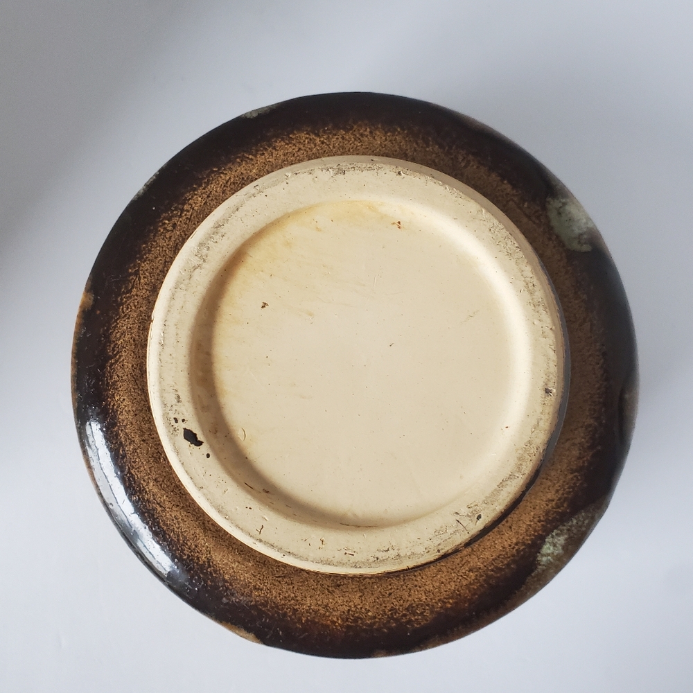 Pottery Plant Pot Unsigned Studio Pottery Piece Boho Brown and Cream - Picture 6 of 10